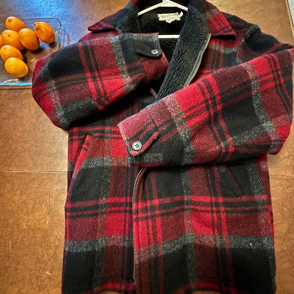 Woolrich Fleece Lined Wool Jacket 90s Vintage Men's Plaid Zip Medium - Picture 1 of 8